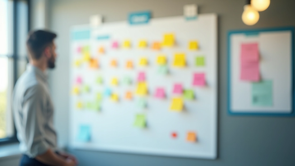 Kalender op muur met gekleurde post-its, planning zichtbaar, diverse kleuren per dag, georganiseerd